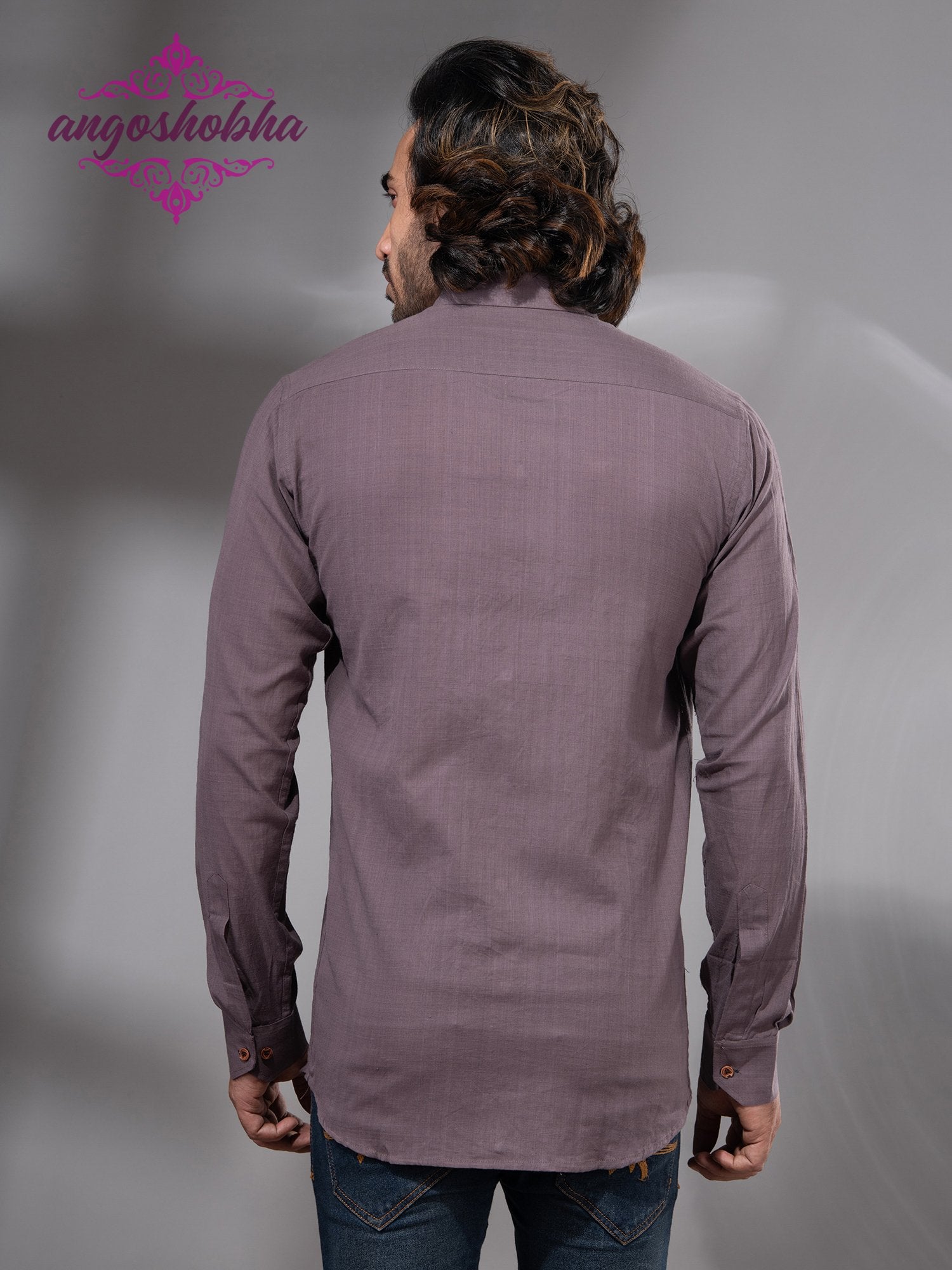 Dark Mauve Cotton Men's Shirt