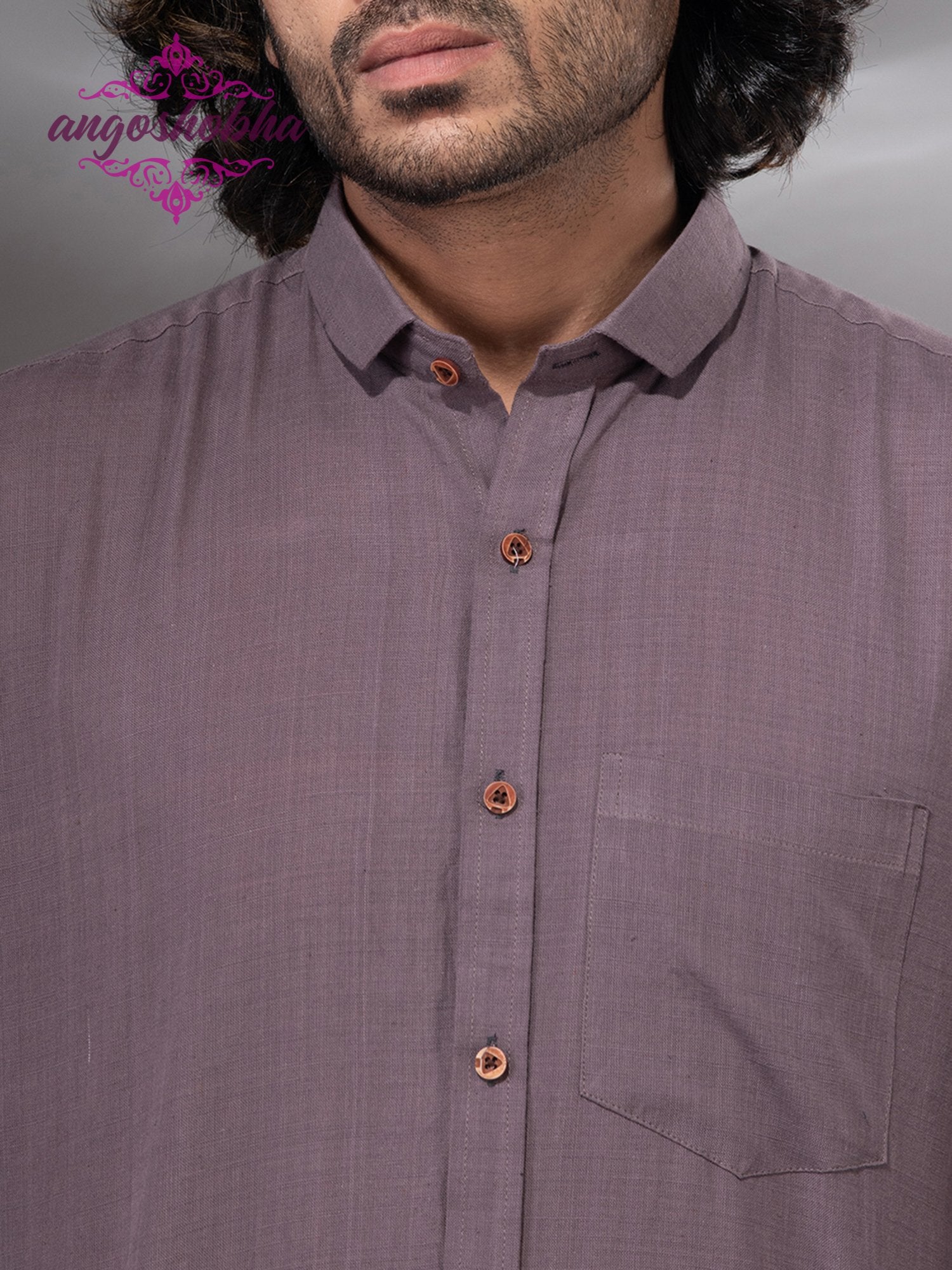 Dark Mauve Cotton Men's Shirt