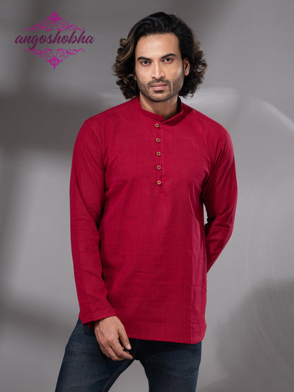 Red Cotton Men's Kurta