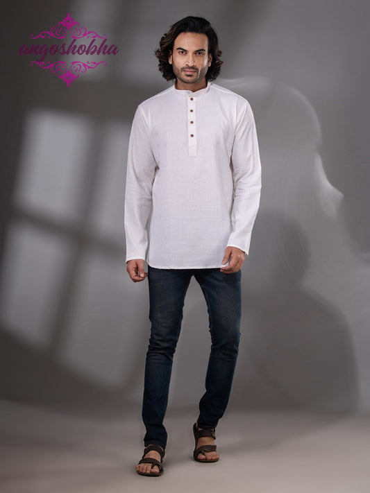 White Cotton Men's Kurta