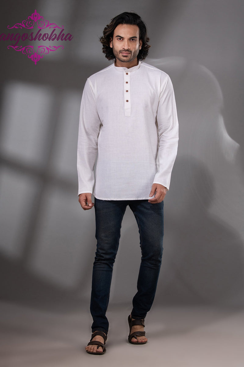 White Cotton Men's Kurta