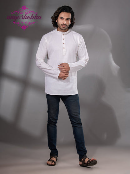 White Cotton Men's Kurta