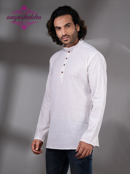 White Cotton Men's Kurta