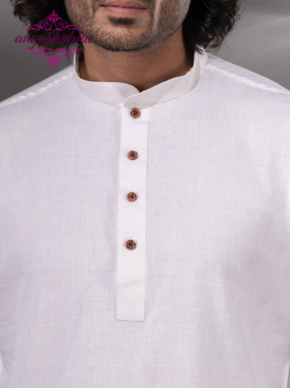 White Cotton Men's Kurta