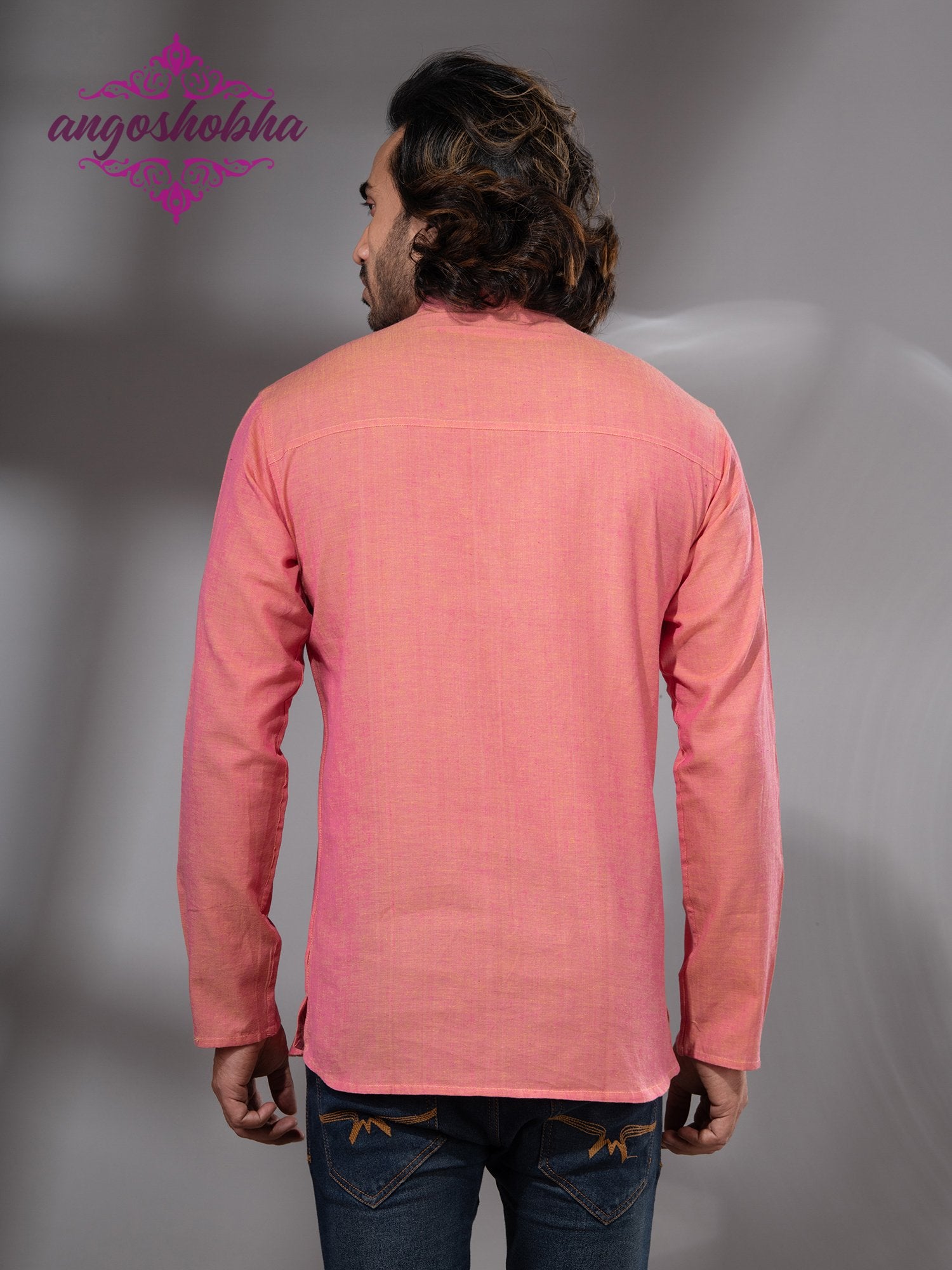 Peach Pink Cotton Men's Kurta