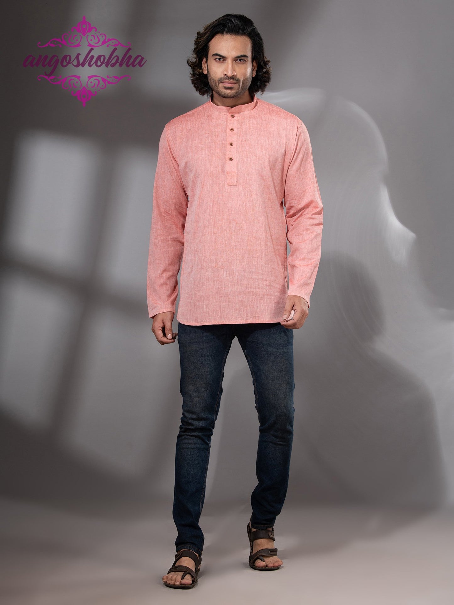 Peach Cotton Men's Kurta