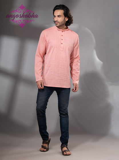 Peach Cotton Men's Kurta