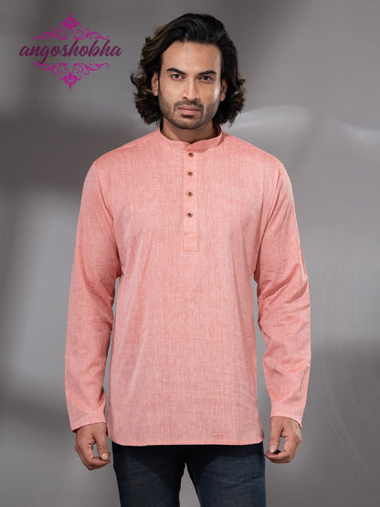 Peach Cotton Men's Kurta