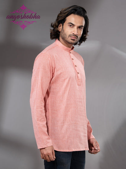 Peach Cotton Men's Kurta