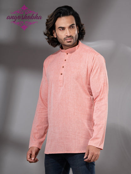 Peach Cotton Men's Kurta