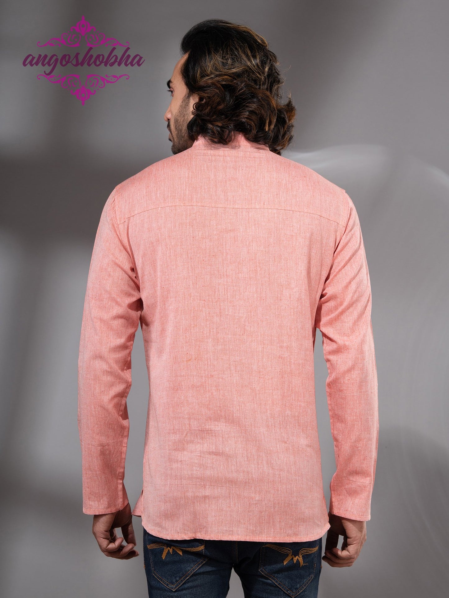 Peach Cotton Men's Kurta