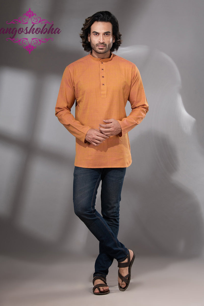Mustard Cotton Men's Kurta