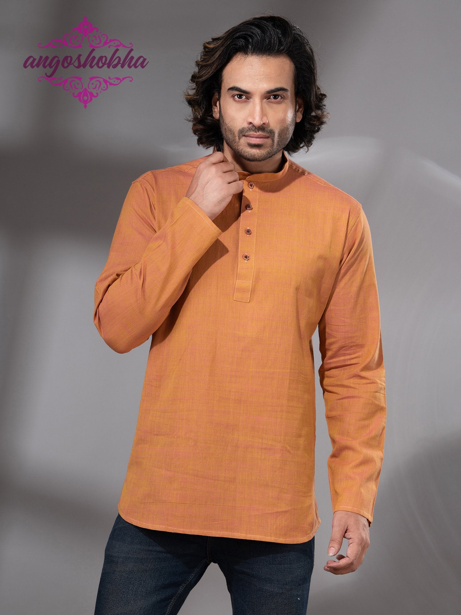 Mustard Cotton Men's Kurta