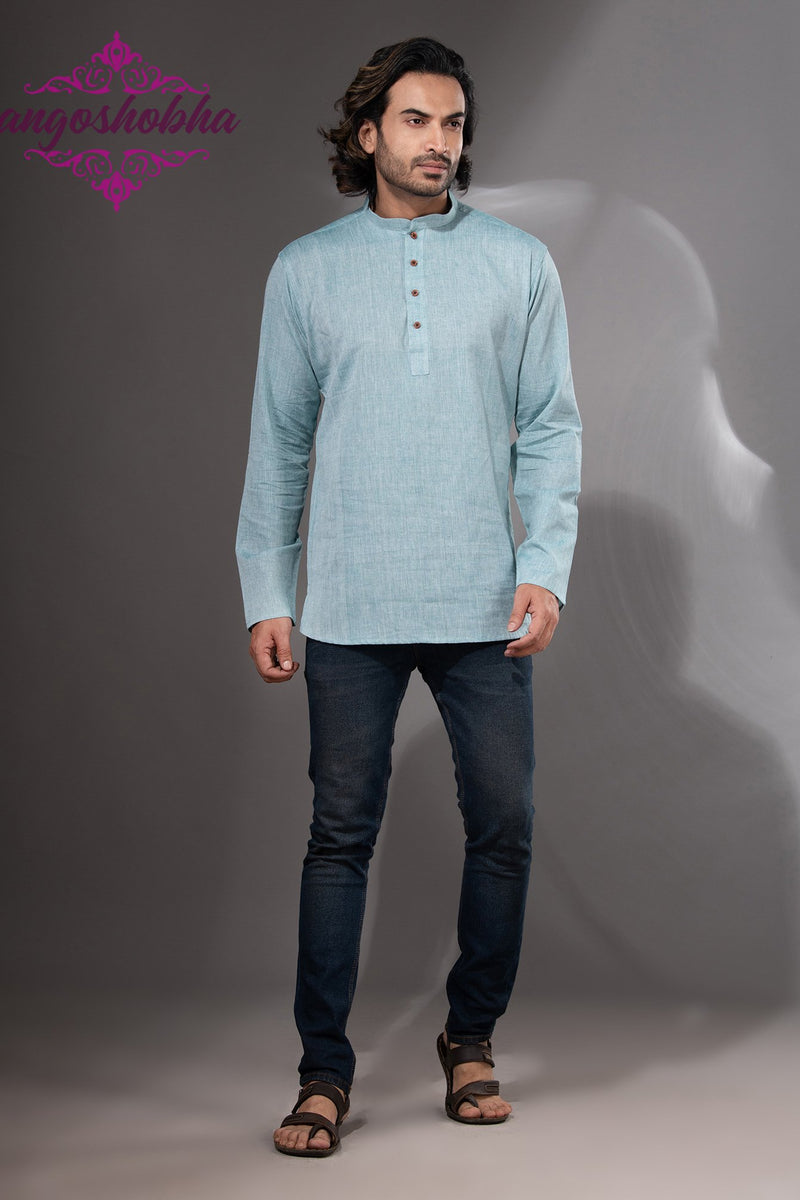 Cadet Blue Cotton Men's Kurta