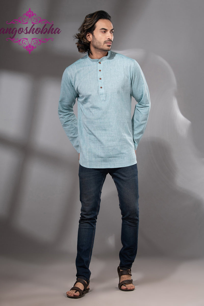 Cadet Blue Cotton Men's Kurta