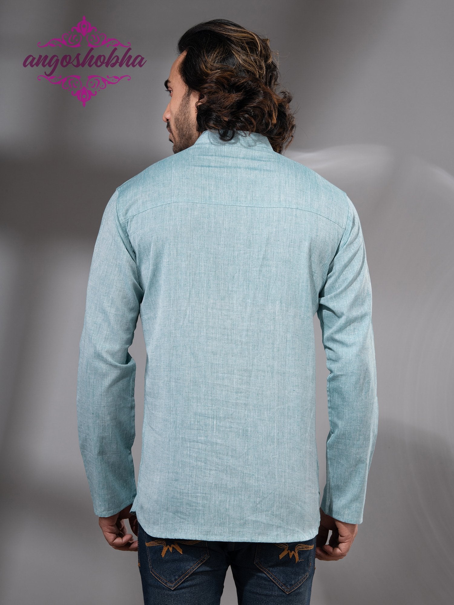 Cadet Blue Cotton Men's Kurta