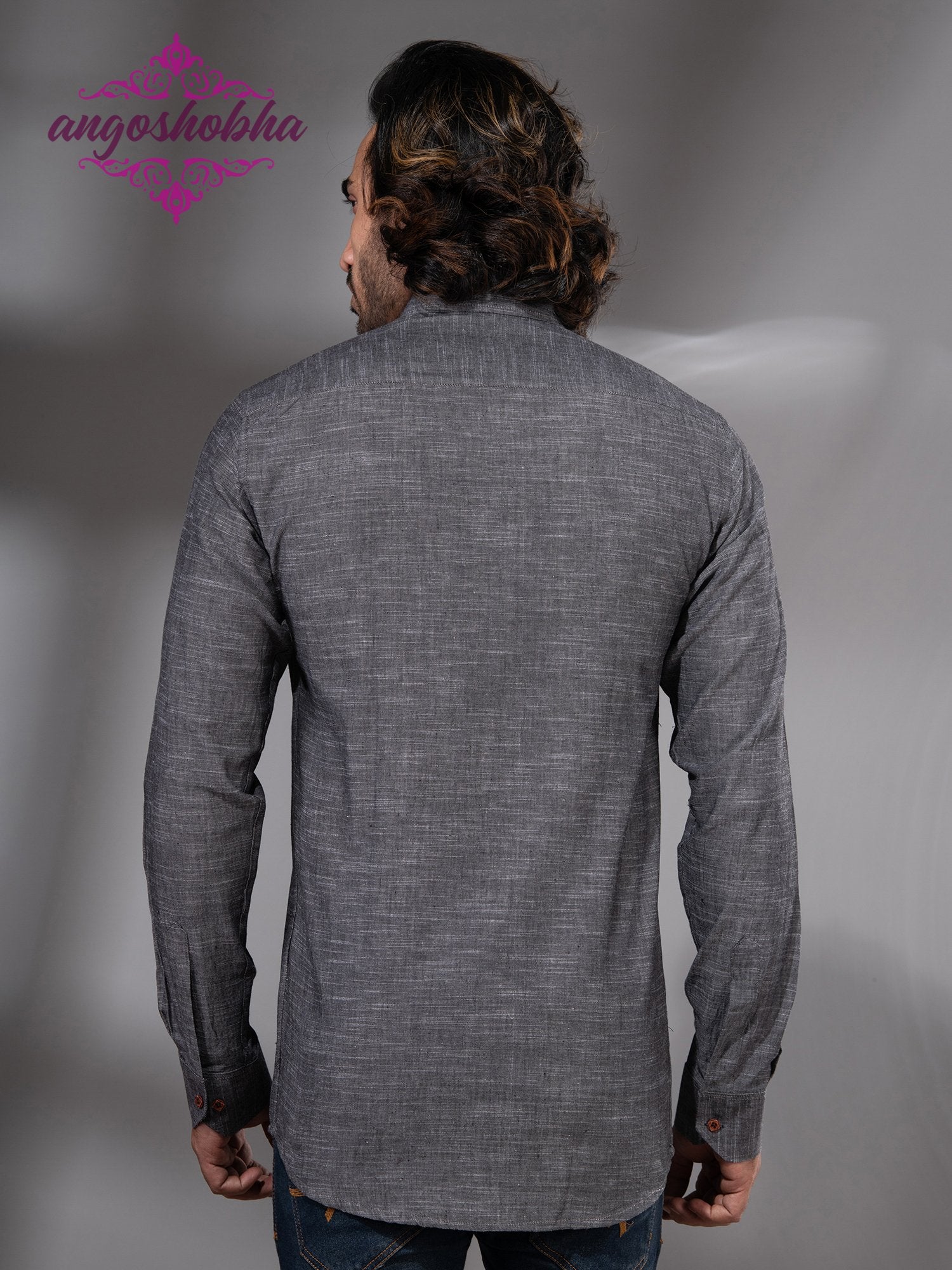 Grey Cotton Men's Shirt