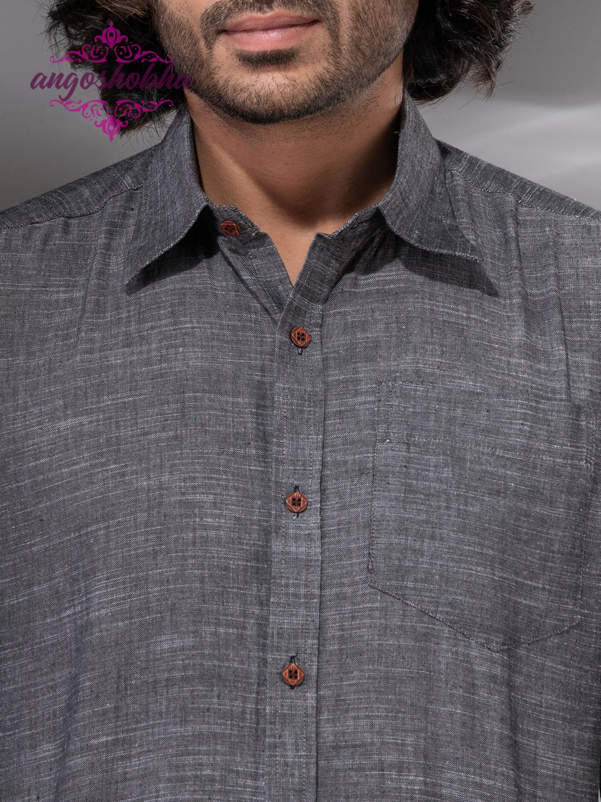 Grey Cotton Men's Shirt