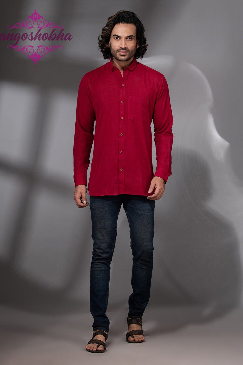Red Cotton Men's Shirt