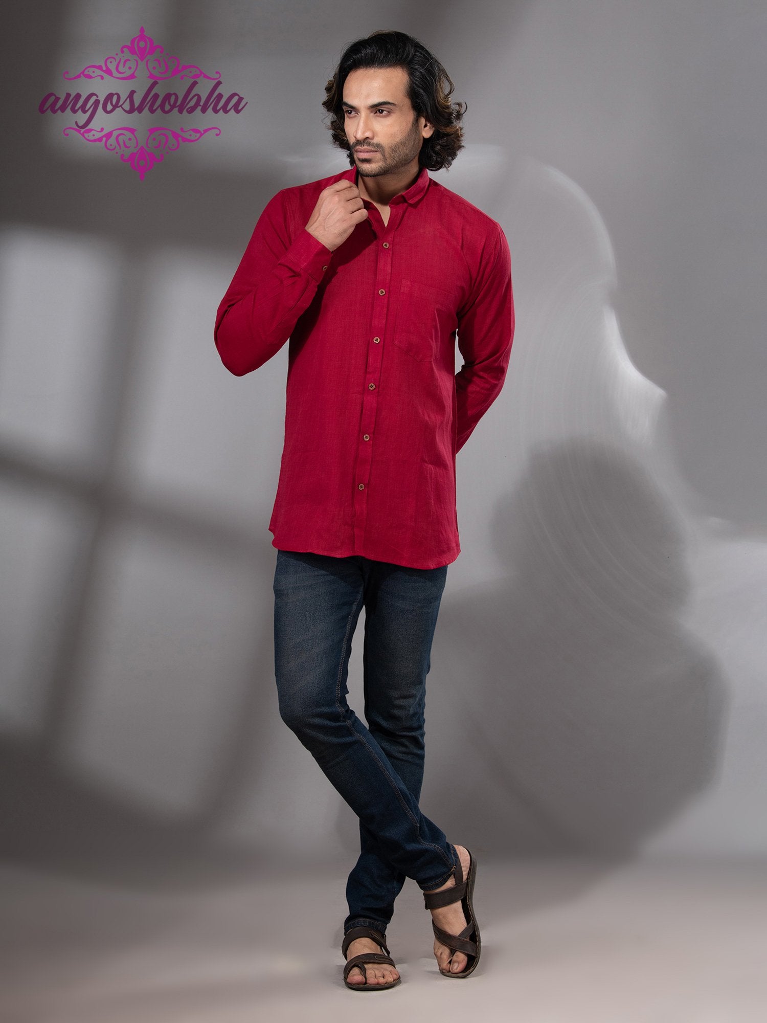 Red Cotton Men's Shirt