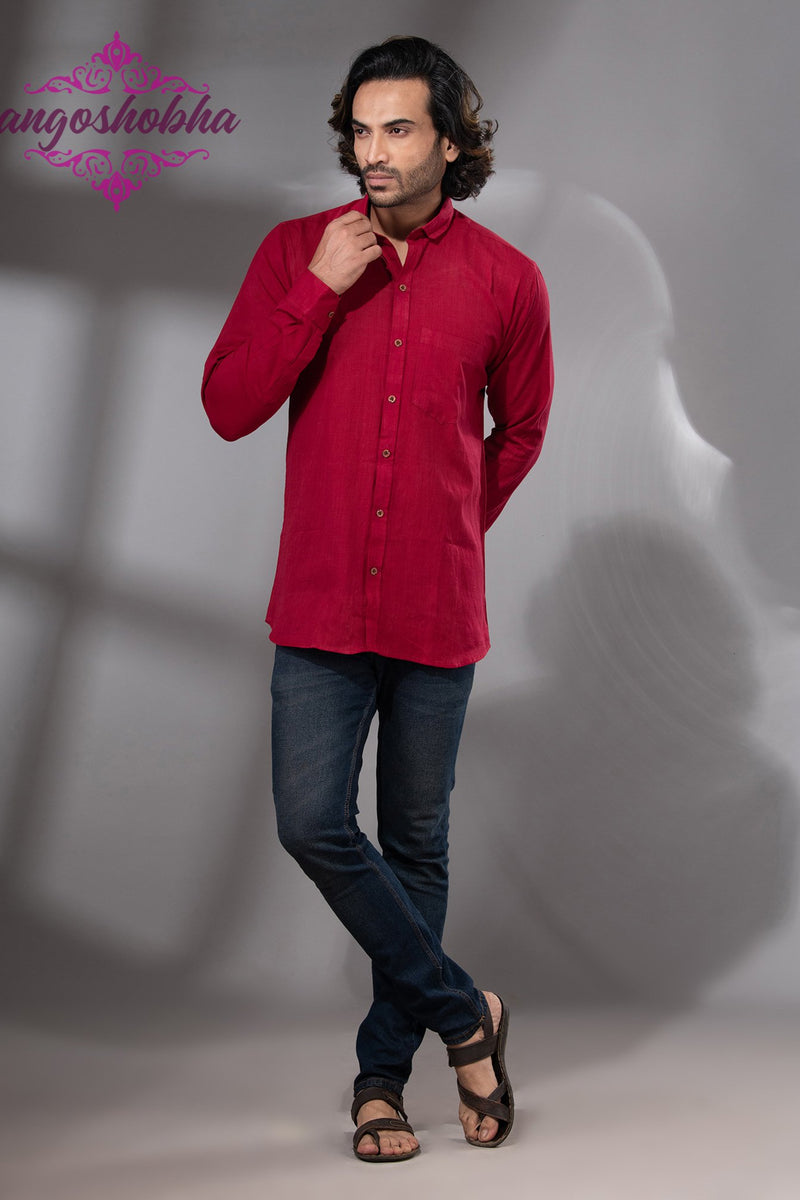 Red Cotton Men's Shirt