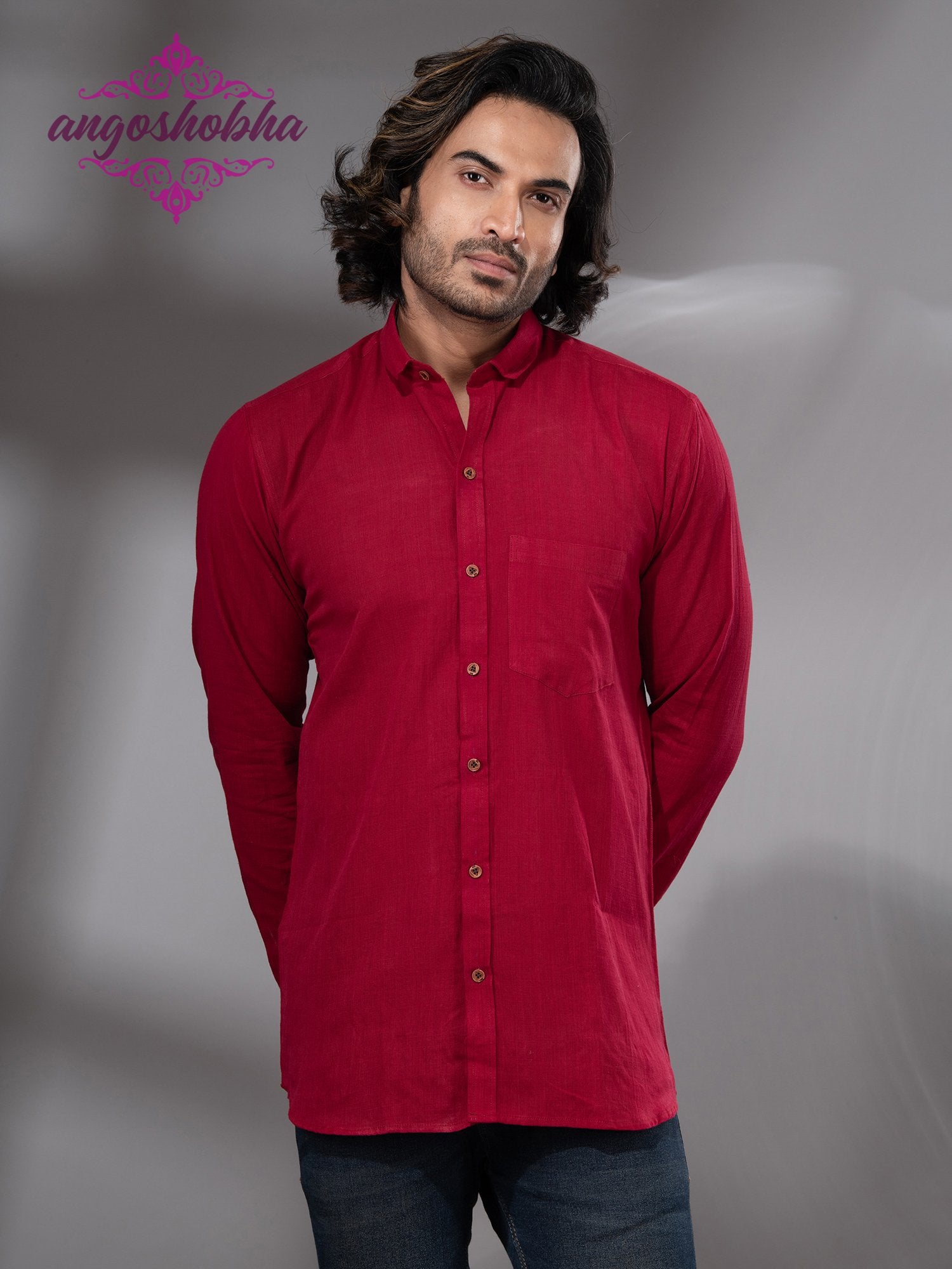 Red Cotton Men's Shirt