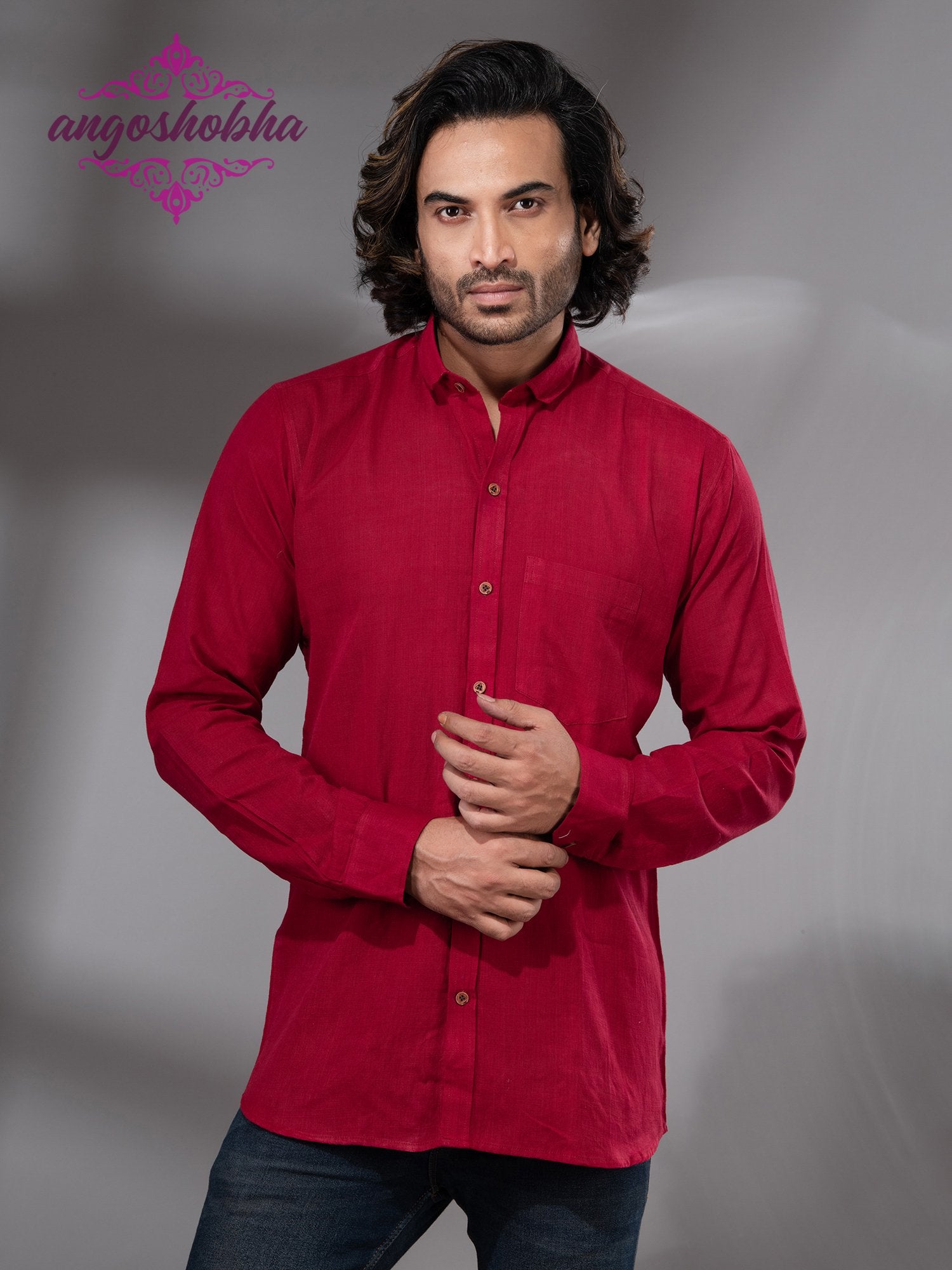 Red Cotton Men's Shirt