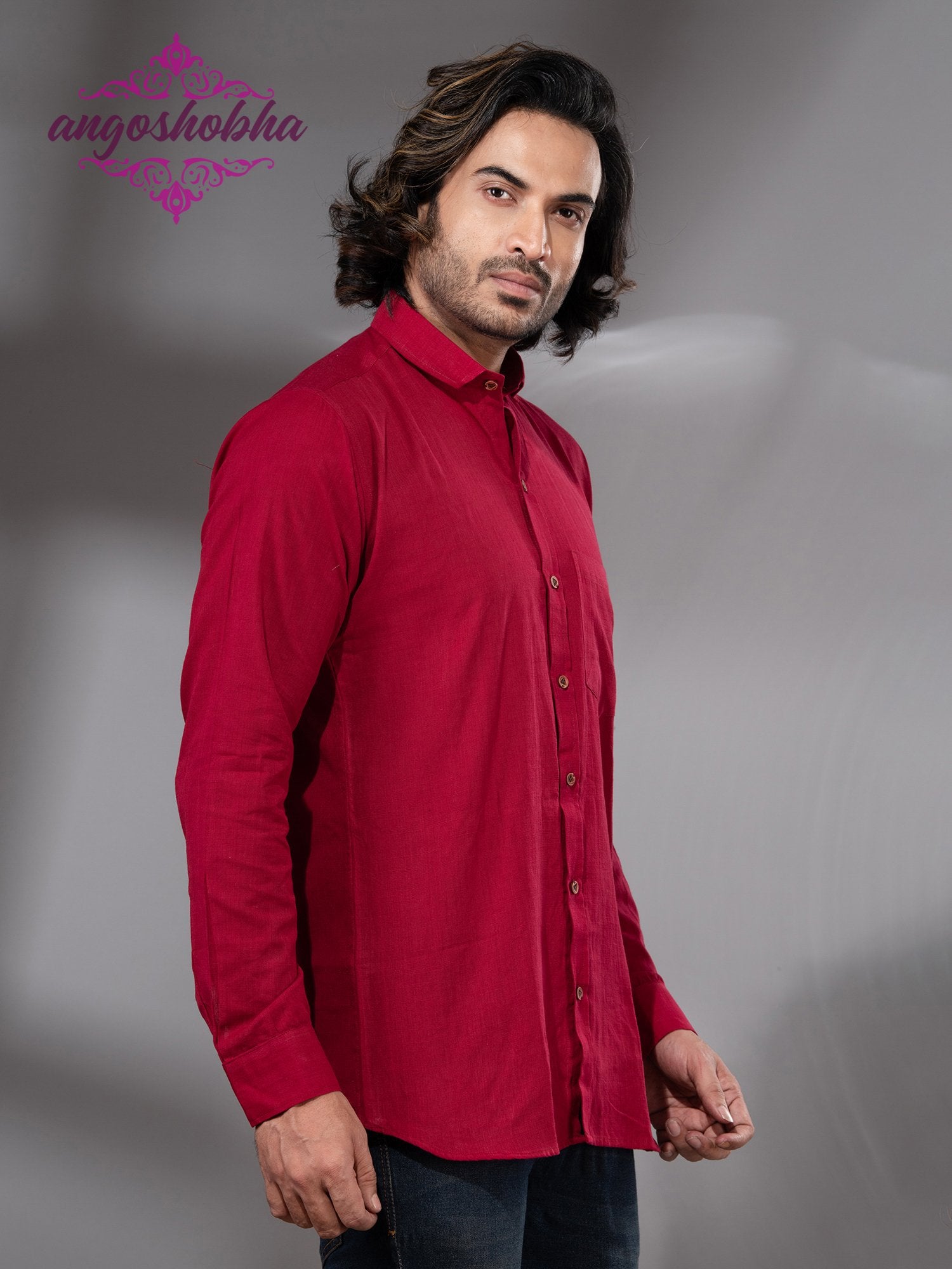 Red Cotton Men's Shirt