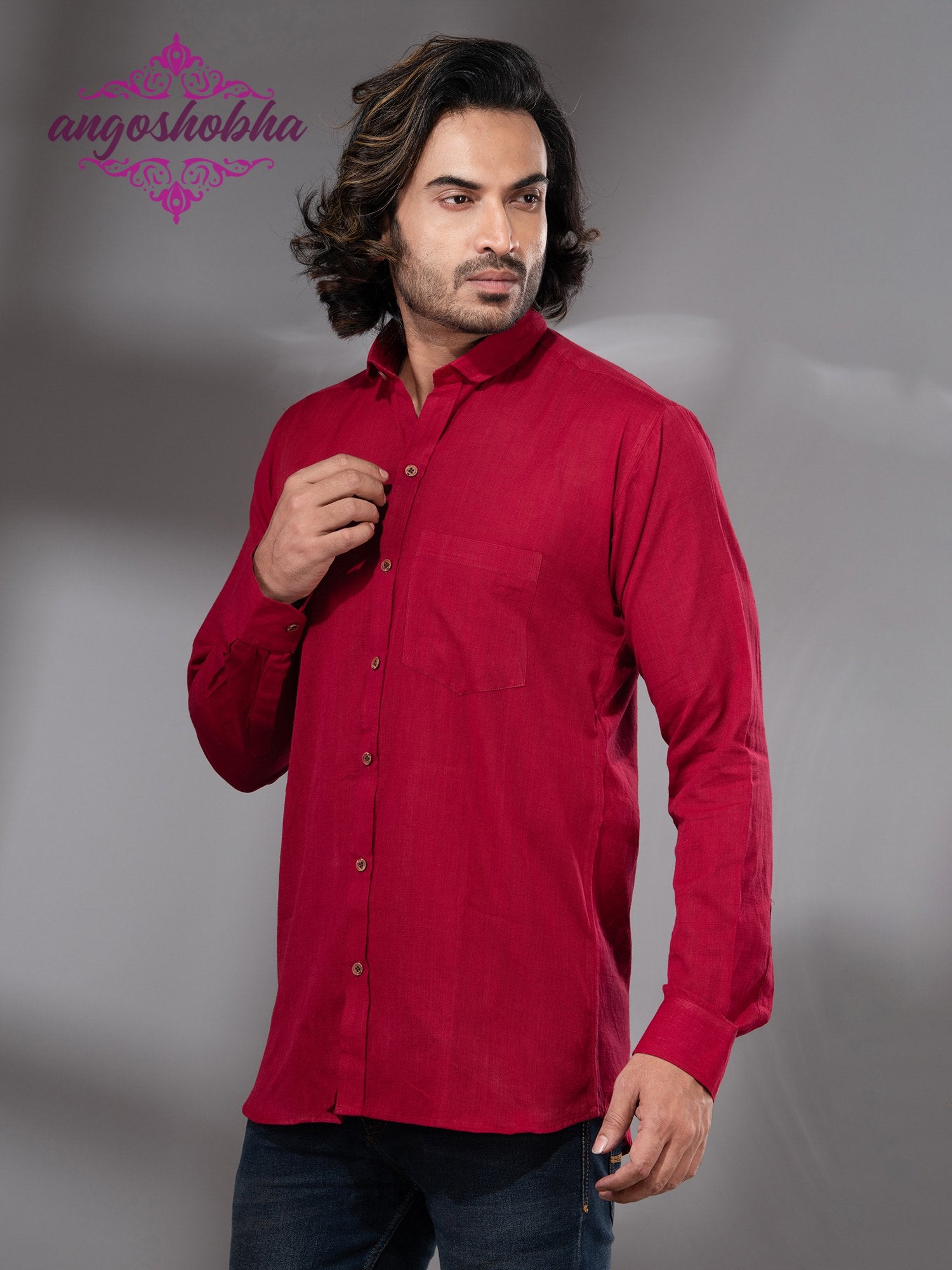 Red Cotton Men's Shirt