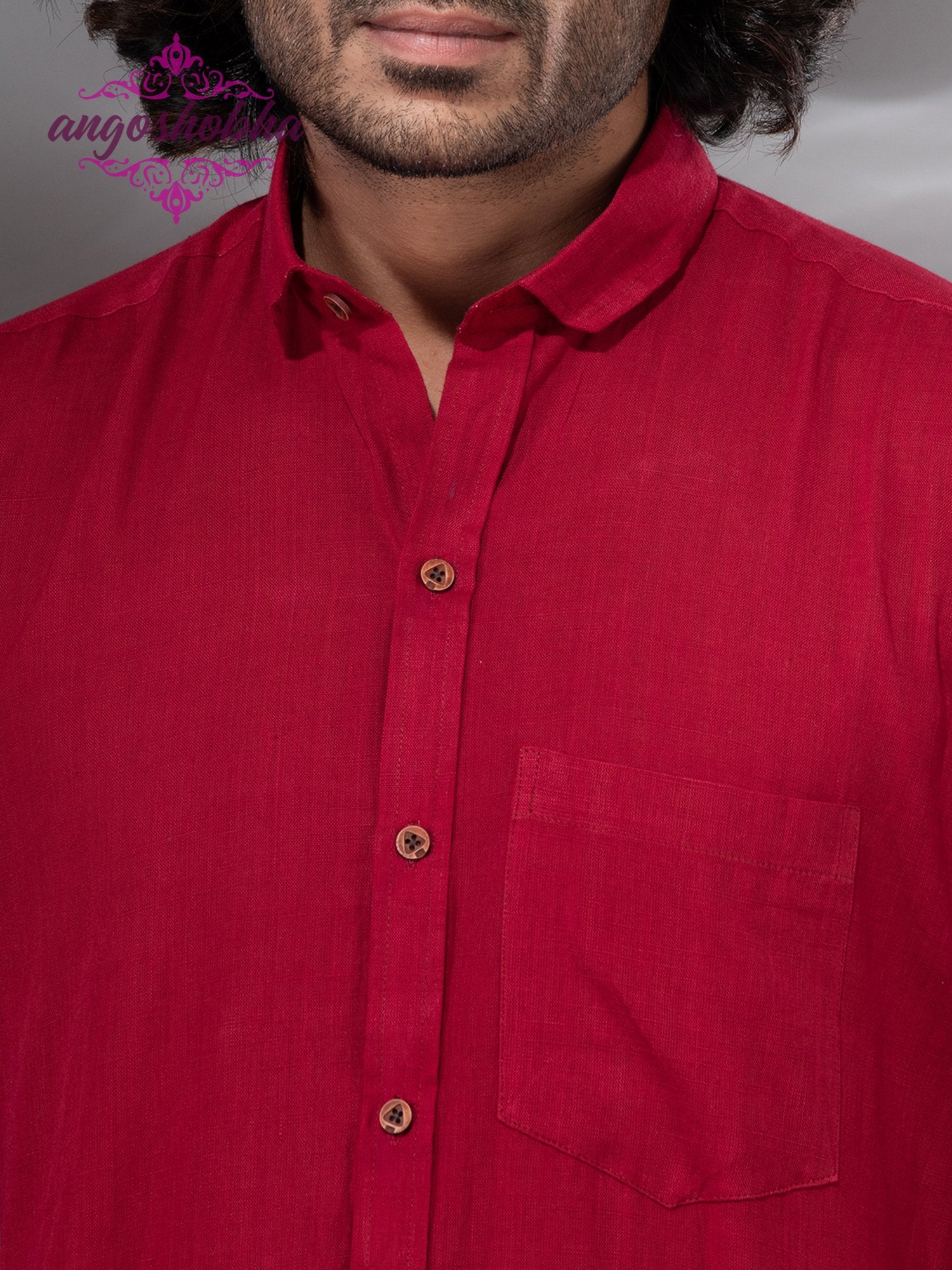 Red Cotton Men's Shirt