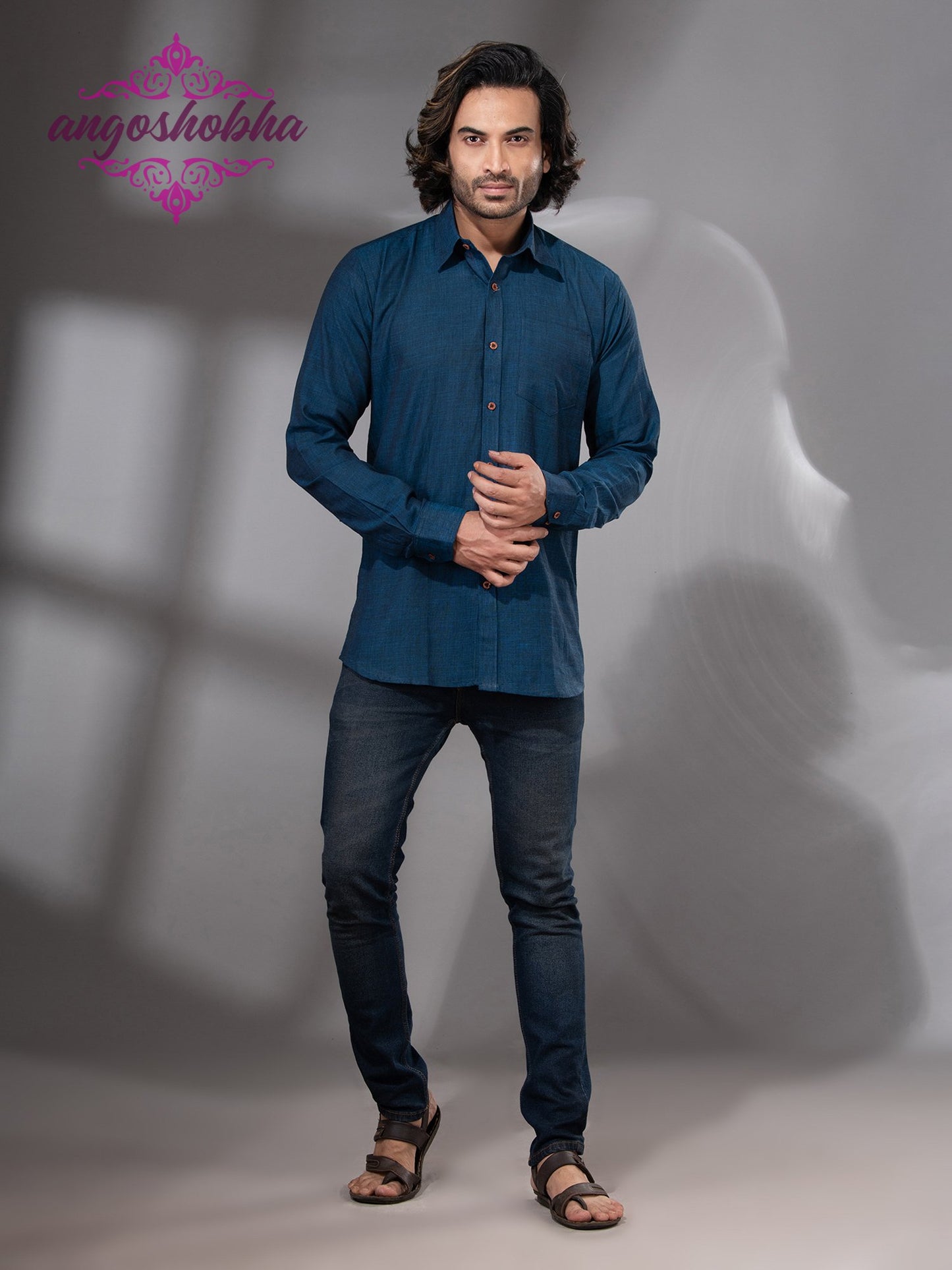 Indigo Blue Cotton Men's Shirt