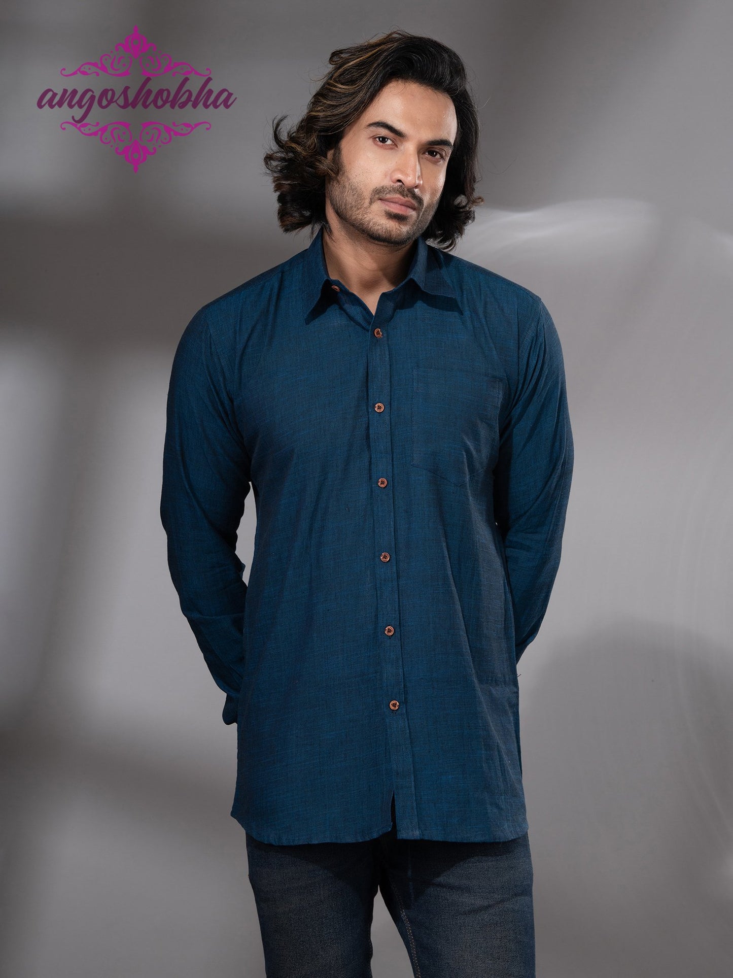 Indigo Blue Cotton Men's Shirt