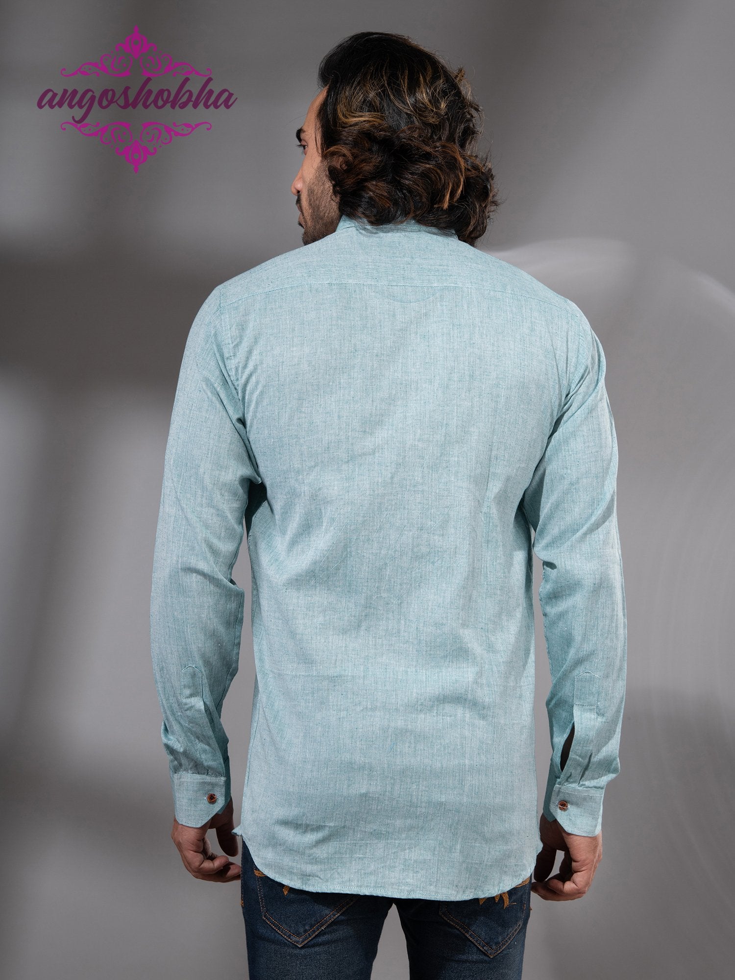 Cadet Blue Cotton Men's Shirt