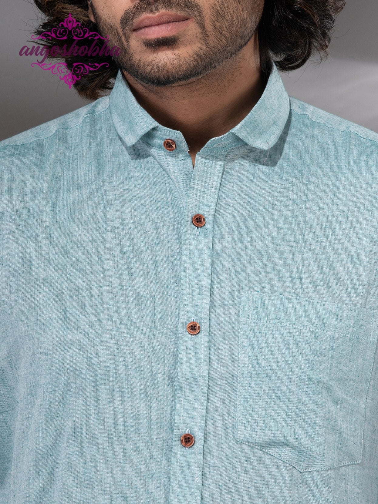 Cadet Blue Cotton Men's Shirt