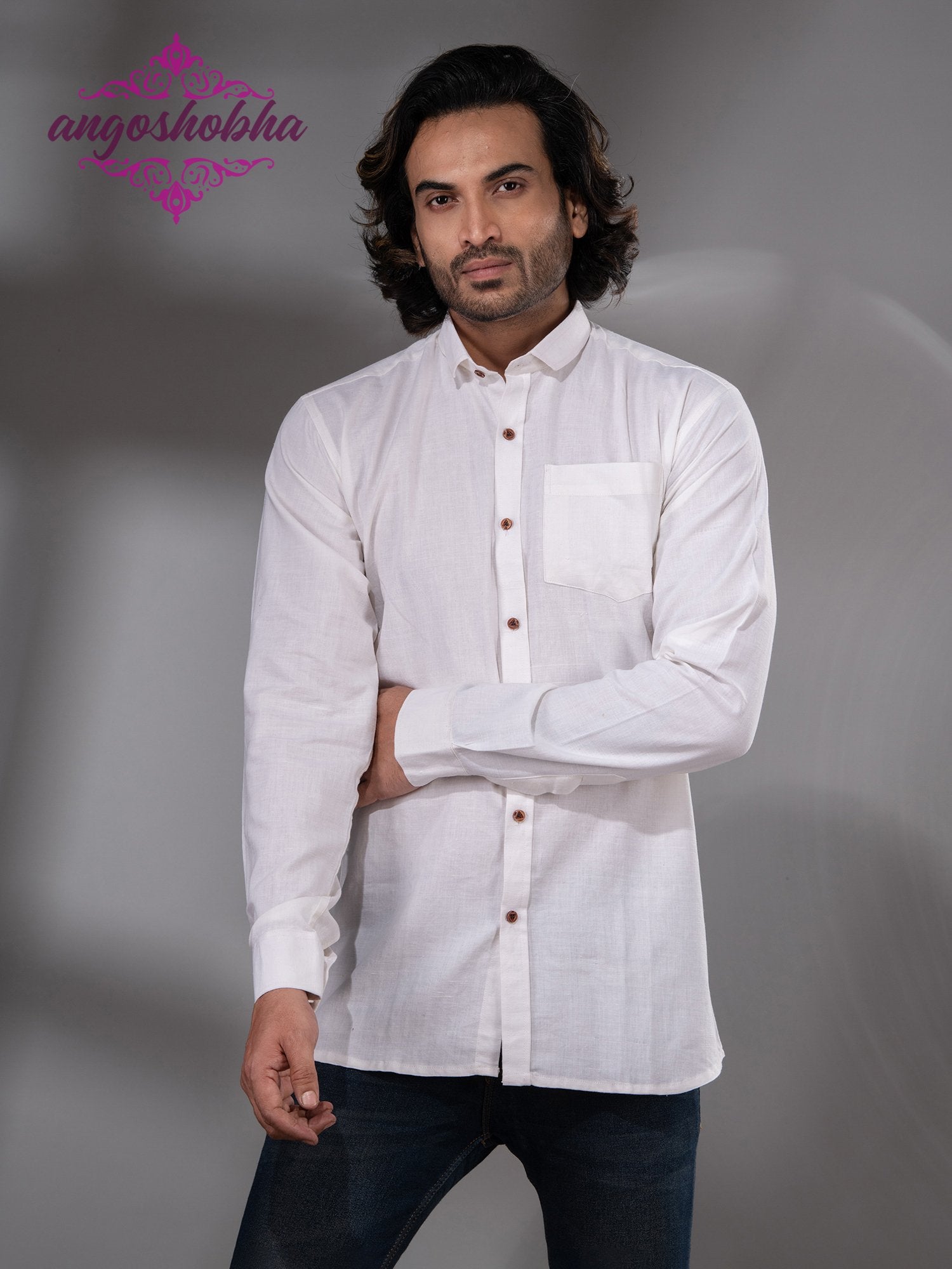 White Cotton Men's Shirt