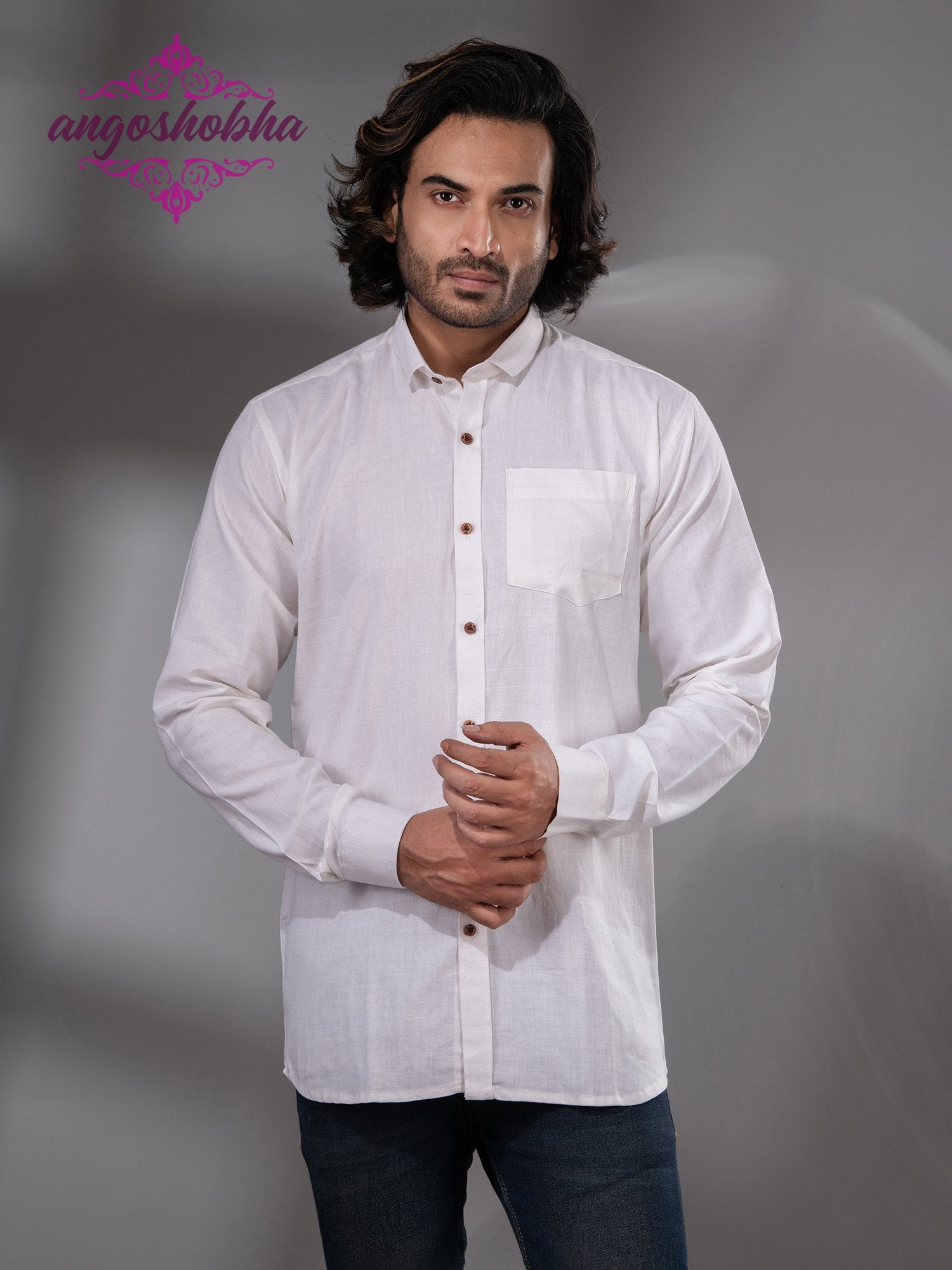 White Cotton Men's Shirt