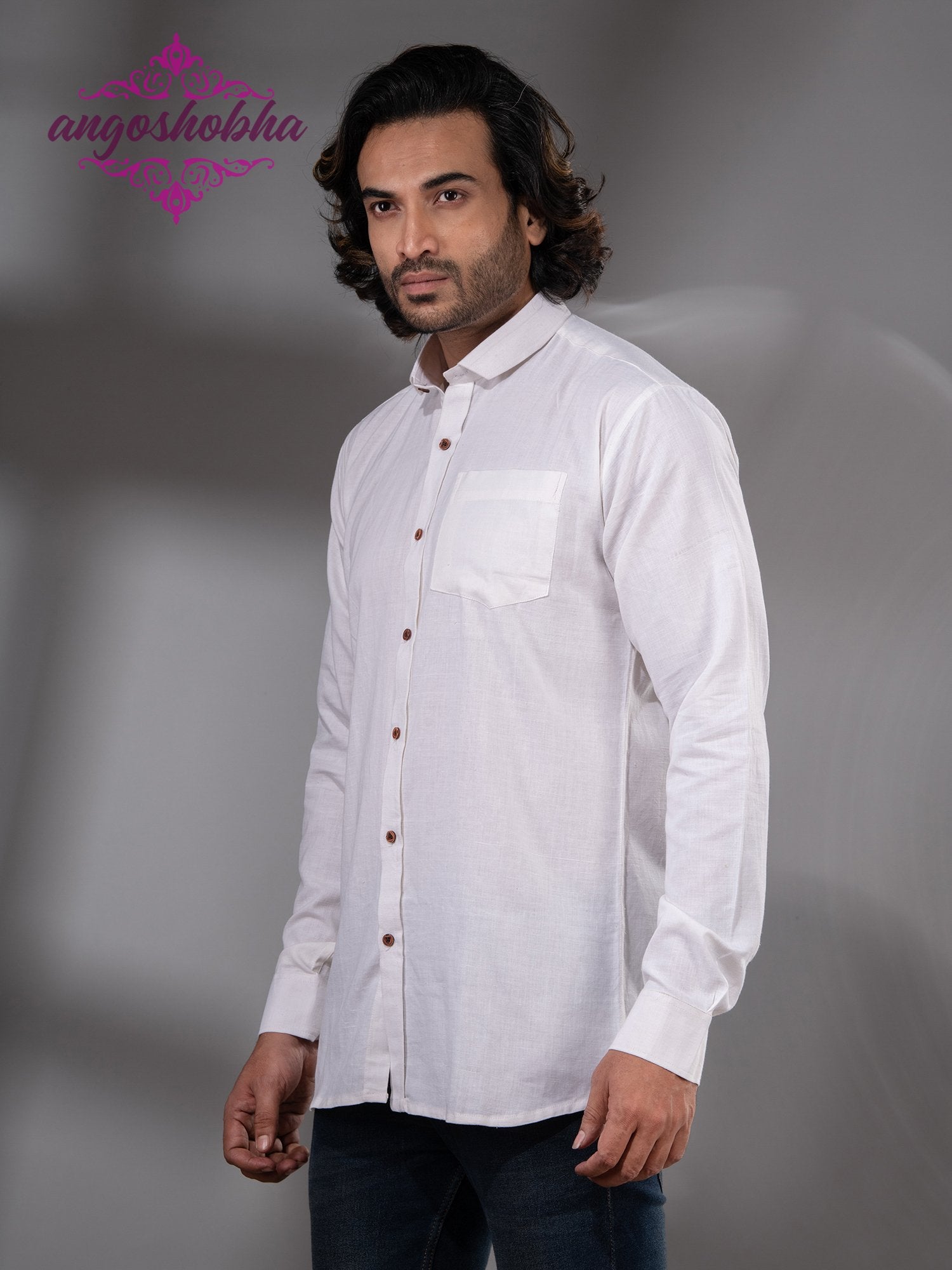 White Cotton Men's Shirt