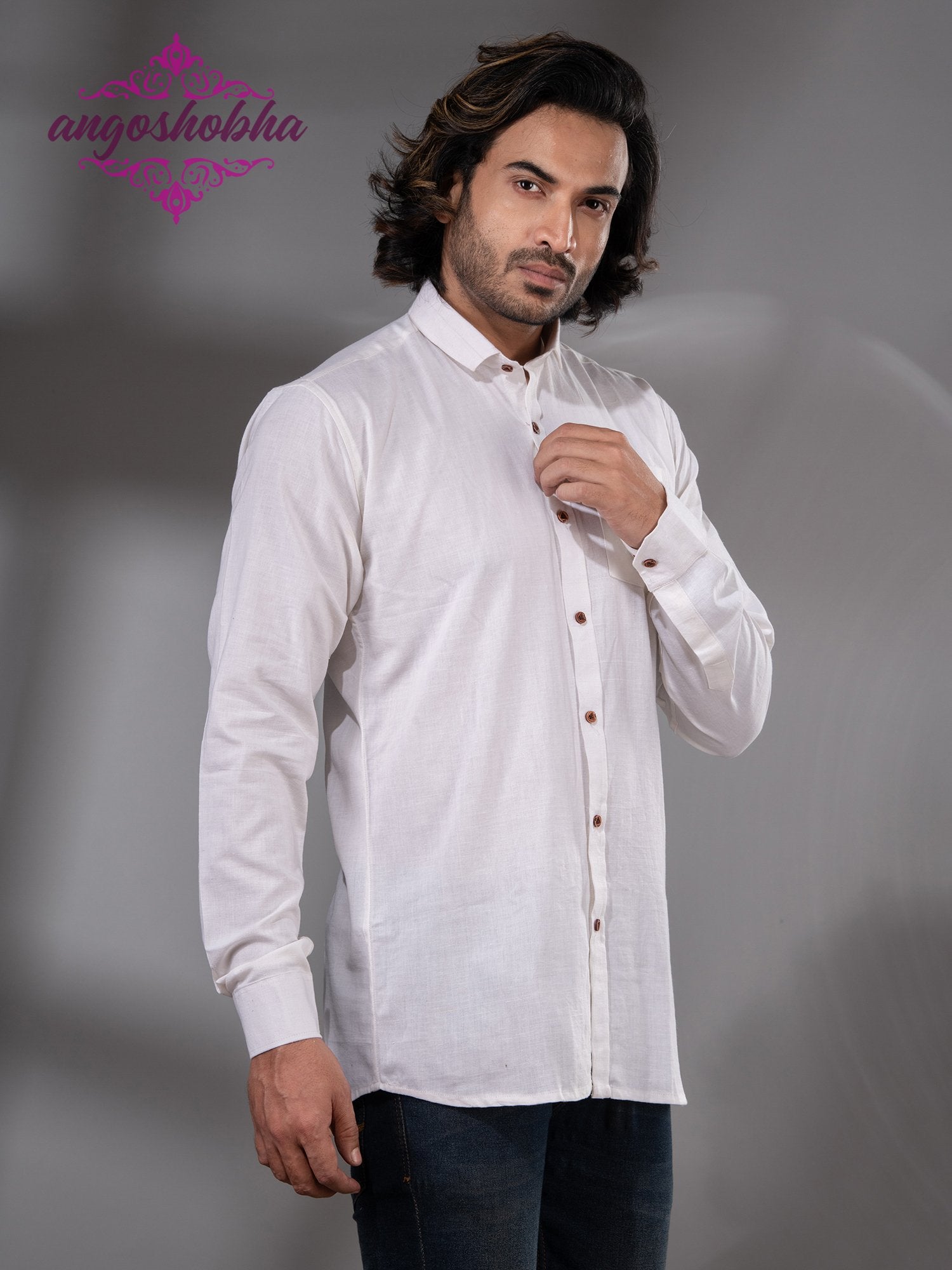 White Cotton Men's Shirt