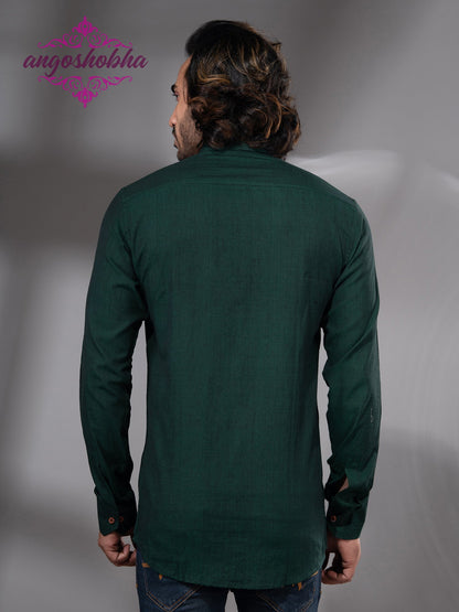 Bottle Green Cotton Men's Shirt