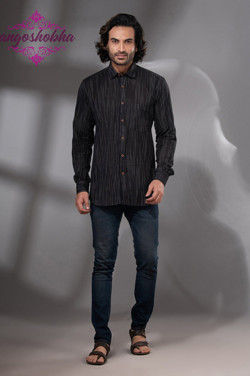 Black Cotton Men's Shirt