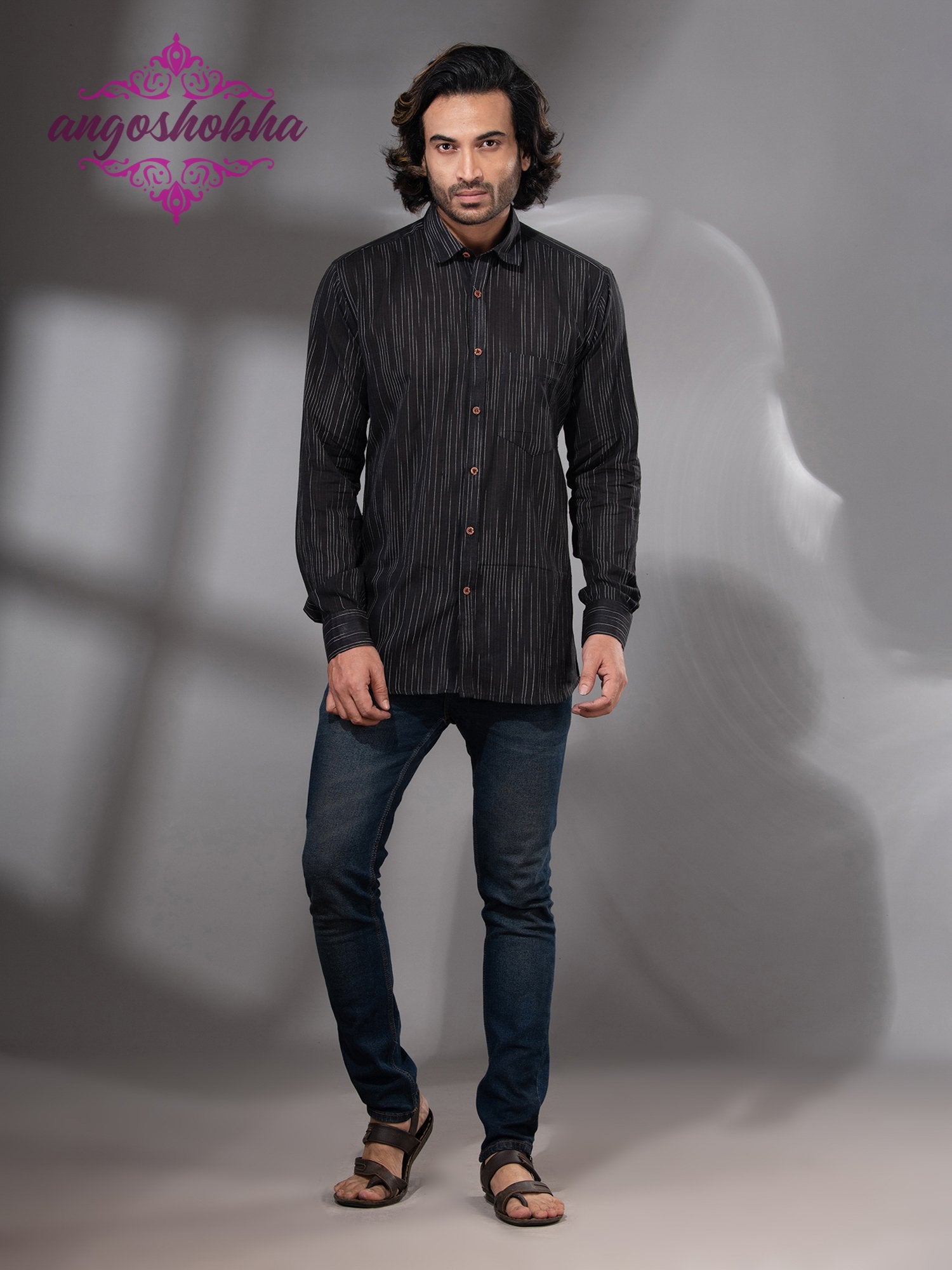 Black Cotton Men's Shirt