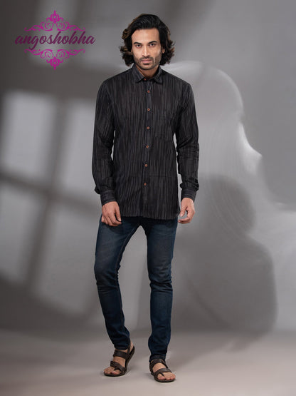 Black Cotton Men's Shirt