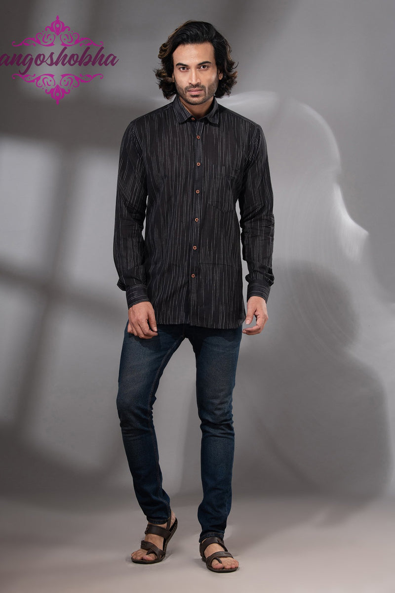 Black Cotton Men's Shirt