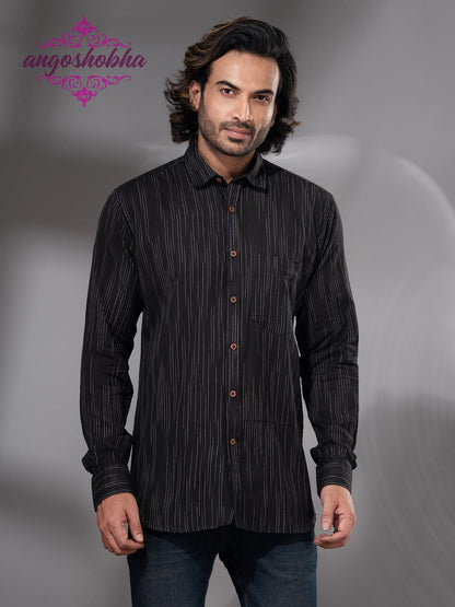 Black Cotton Men's Shirt