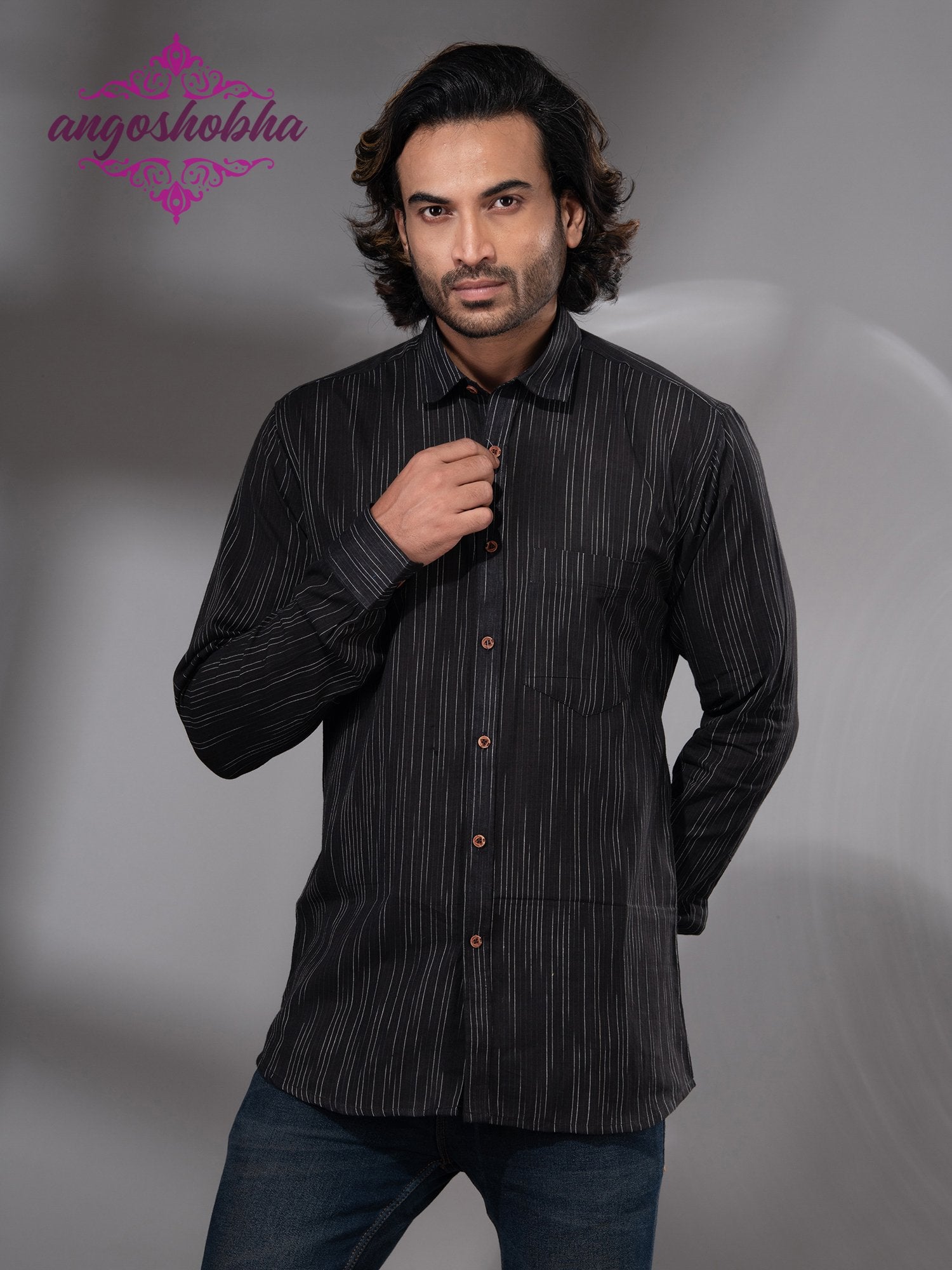 Black Cotton Men's Shirt