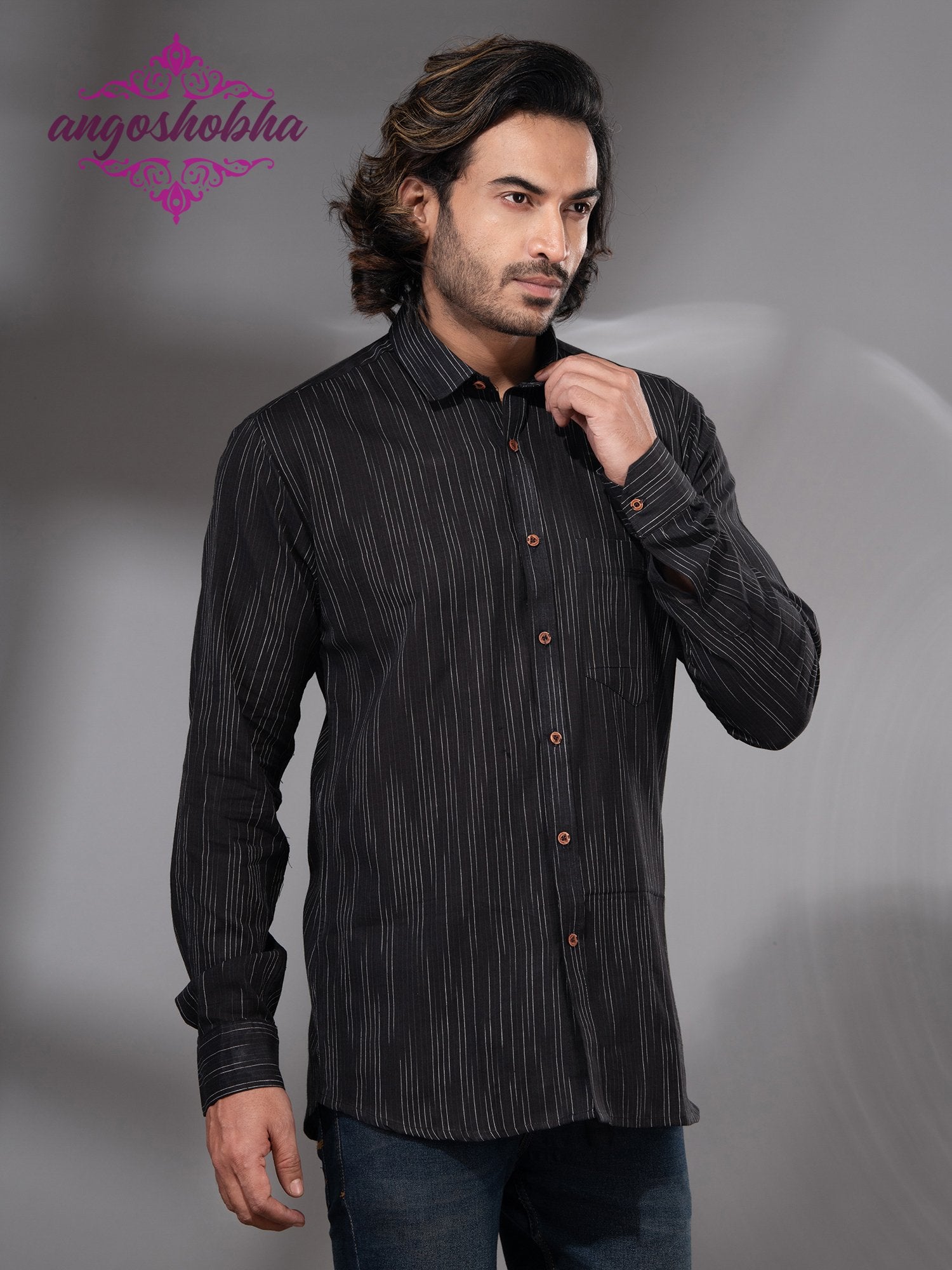 Black Cotton Men's Shirt