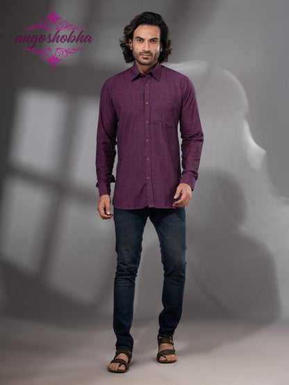 Plum Purple Cotton Men's Shirt