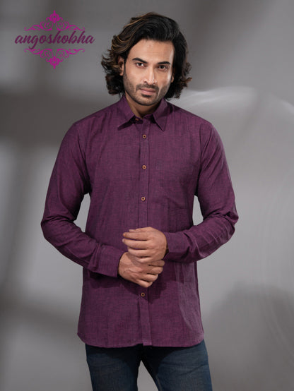 Plum Purple Cotton Men's Shirt