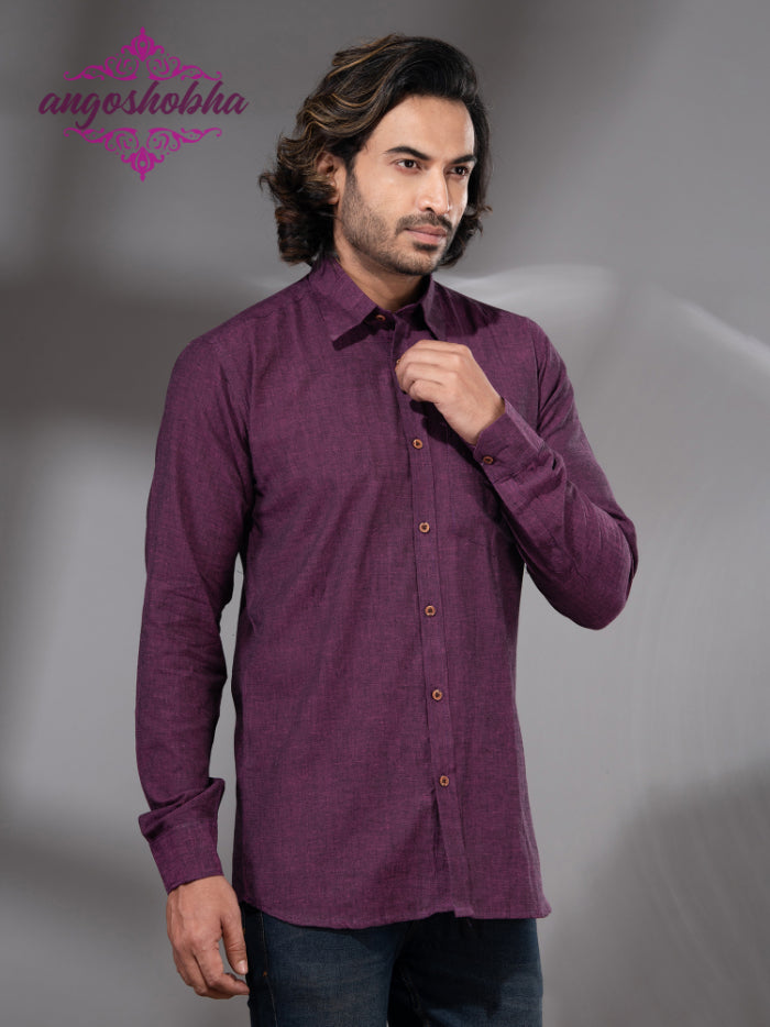 Plum Purple Cotton Men's Shirt