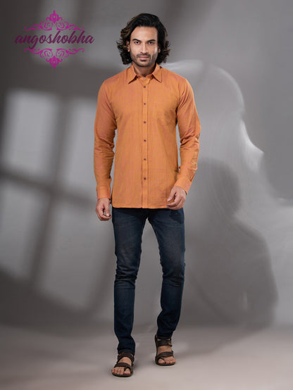 Mustard Cotton Men's Shirt